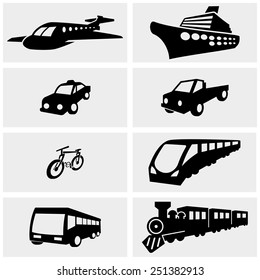 Transportation  vector icons set on gray
