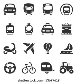 Transportation vector icons. Slightly asymmetric and curvy.