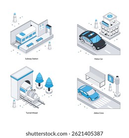Transportation vector Isometric Illustration. Eps 10 File  Set 6