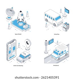 Transportation vector Isometric Illustration. Eps 10 File  Set 2