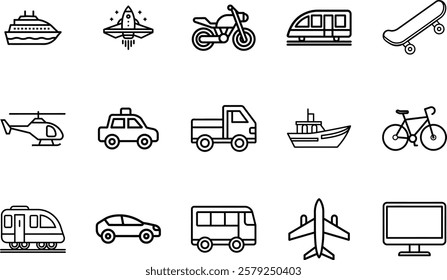 Transportation vector Outline Icon Collection