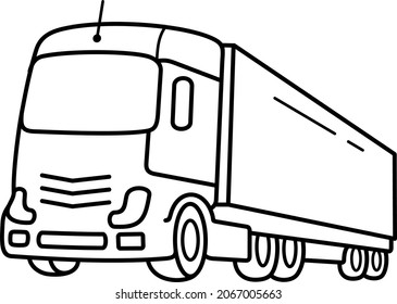 Сargo transportation. Vector outline illustration.