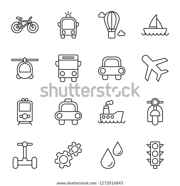 Transportation and\
vehicle icons pack. Isolated transportation and vehicle symbols\
collection. Graphic icons\
element