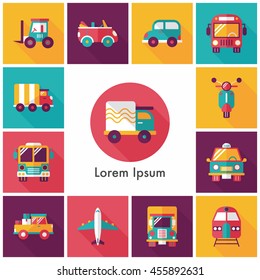 Transportation and vehicle icons set