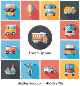 Transportation and vehicle icons set