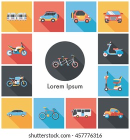 Transportation and vehicle icons set
