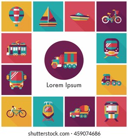 Transportation and vehicle icons set