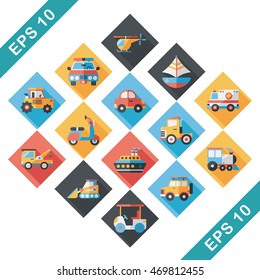 Transportation and vehicle icons set