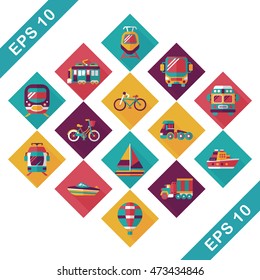 Transportation and vehicle icons set
