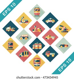 Transportation and vehicle icons set