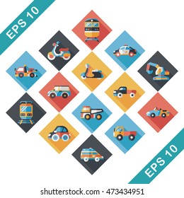 Transportation and vehicle icons set