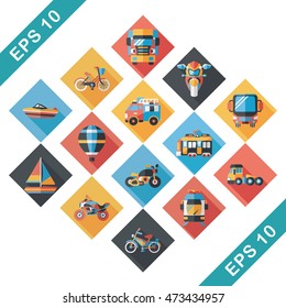 Transportation and vehicle icons set