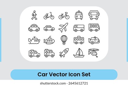 Transportation Vehicle Line Icon Set