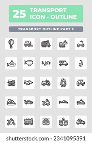 Transportation vehicle outline style icon design