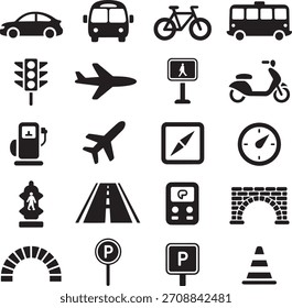 Transportation Vehicles Icon Pack Set"