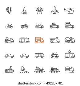 Transportation and Vehicles Icons with White Background