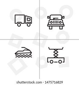 Transportation, vehicles lineal icon set