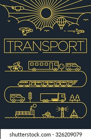 Transportation Vehicles Linear Vector Design Set