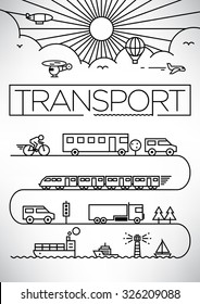 Transportation Vehicles Linear Vector Design Set