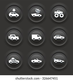 Transportation and Vehicles on Black Bevel Round Buttons