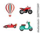 Transportation and Vehicles Vector Ilustrations Set