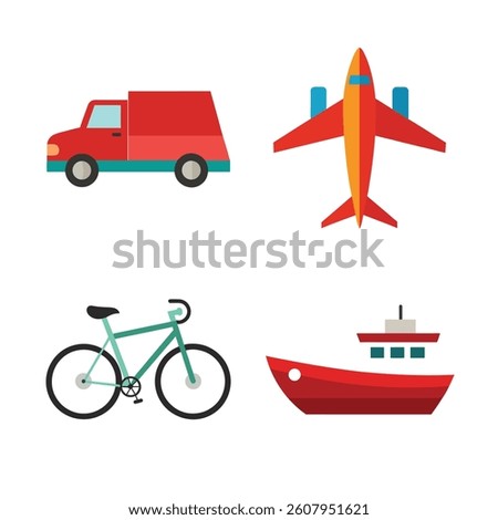 Transportation and Vehicles Vector Ilustrations Set