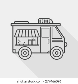 Transportation vendor carts flat icon with long shadow, line icon