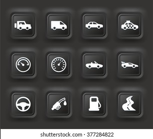Transportation and Wheels on Black Bevel Square Buttons