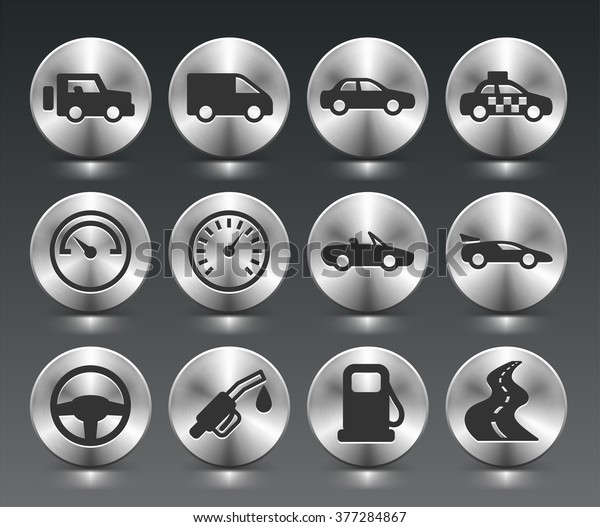 Transportation and\
Wheels on Silver Round\
Buttons