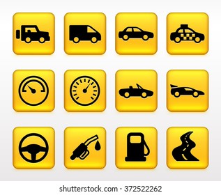 Transportation and Wheels on Yellow Square Buttons