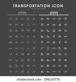 transportation-bold-and-thin-outline-icons