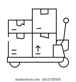 transporter cart wholesale line icon vector. transporter cart wholesale sign. isolated contour symbol black illustration