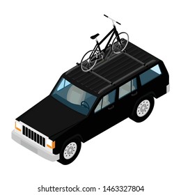 Transporting bicycles on rack.  Bikes on the trunk. Summer vacation. Road travel