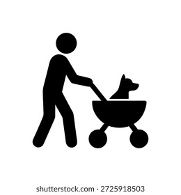 Transporting Dog In Stroller Icon Isolated On White Background