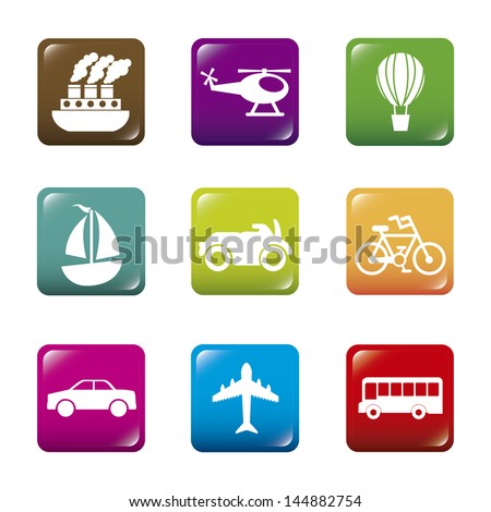 transports buttons over white background vector illustration
