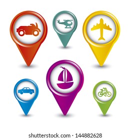 transports icons over white background vector illustration