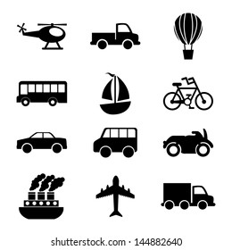 transports icons over white background vector illustration