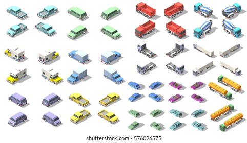 transports set isometric icon vector graphic illustration design for infographic