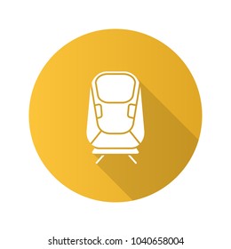 Transrapid flat design long shadow glyph icon. Maglev. High speed monorail train. Vector silhouette illustration