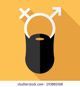 Transsexualism icon. Flat design style modern vector illustration. Isolated on stylish color background. Flat long shadow icon. Elements in flat design.