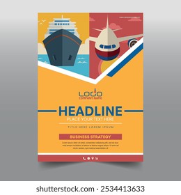Transshipment Brochure Design vector illustration