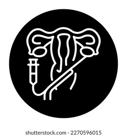 Transvaginal oocyte retrieval black line icon. Fertilization. Pictogram for web page