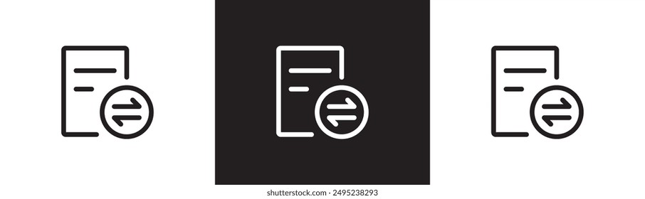 Transver report icon. data synchronization icon, postpaid report, data transver vector illustration, outline and stroke style in transparent black and white background.