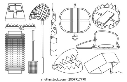 Trap for animal vector illustration on white background . Metal pitfall isolated outline set icon. Vector outline set icon trap for animal.