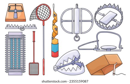 Trap for animal vector illustration on white background . Metal pitfall isolated color set icon. Vector color set icon trap for animal.
