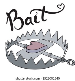 trap with the heart bait vector illustration 