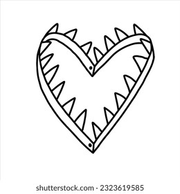 Trap Heart. Relación tóxica concepto de psicología metafórica. Una trampa con forma de corazón. Amor falso. Icono de vector de ilustración de Doodle