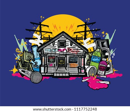 Trap House Elements Image vectorielle de stock (libre de droits) de