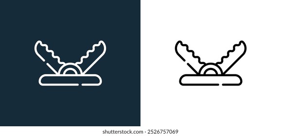 trap icon isolated on white and black colors. trap outline linear vector icon from danger collection for mobile apps, web and ui.
