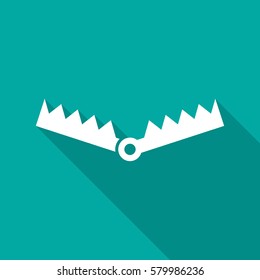 Trap icon with long shadow. Flat design style. Trap simple silhouette. Modern, minimalist icon in stylish colors. Web site page and mobile app design vector element.